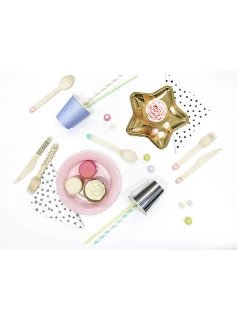 10 cannucce rosa pastello a strisce bianche di carta - Unicorn