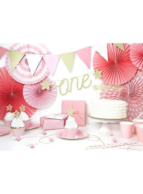 10 cannucce rosa pastello a strisce bianche di carta - Unicorn