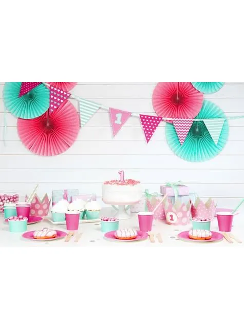 10 cannucce rosa pastello a strisce bianche di carta - Unicorn