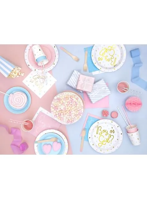 10 cannucce rosa pastello a strisce bianche di carta - Unicorn