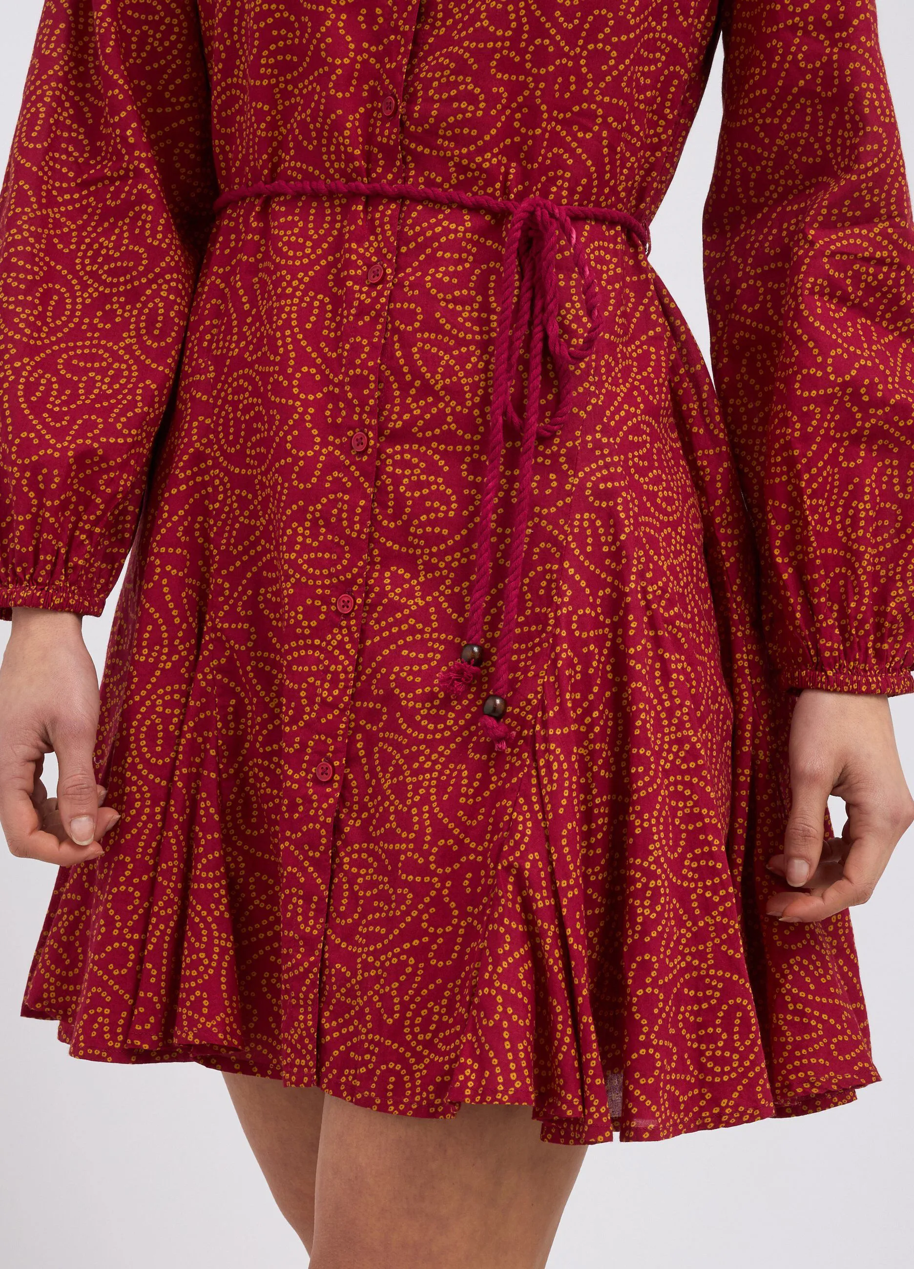 Abito corto in puro cotone con stampa donna
