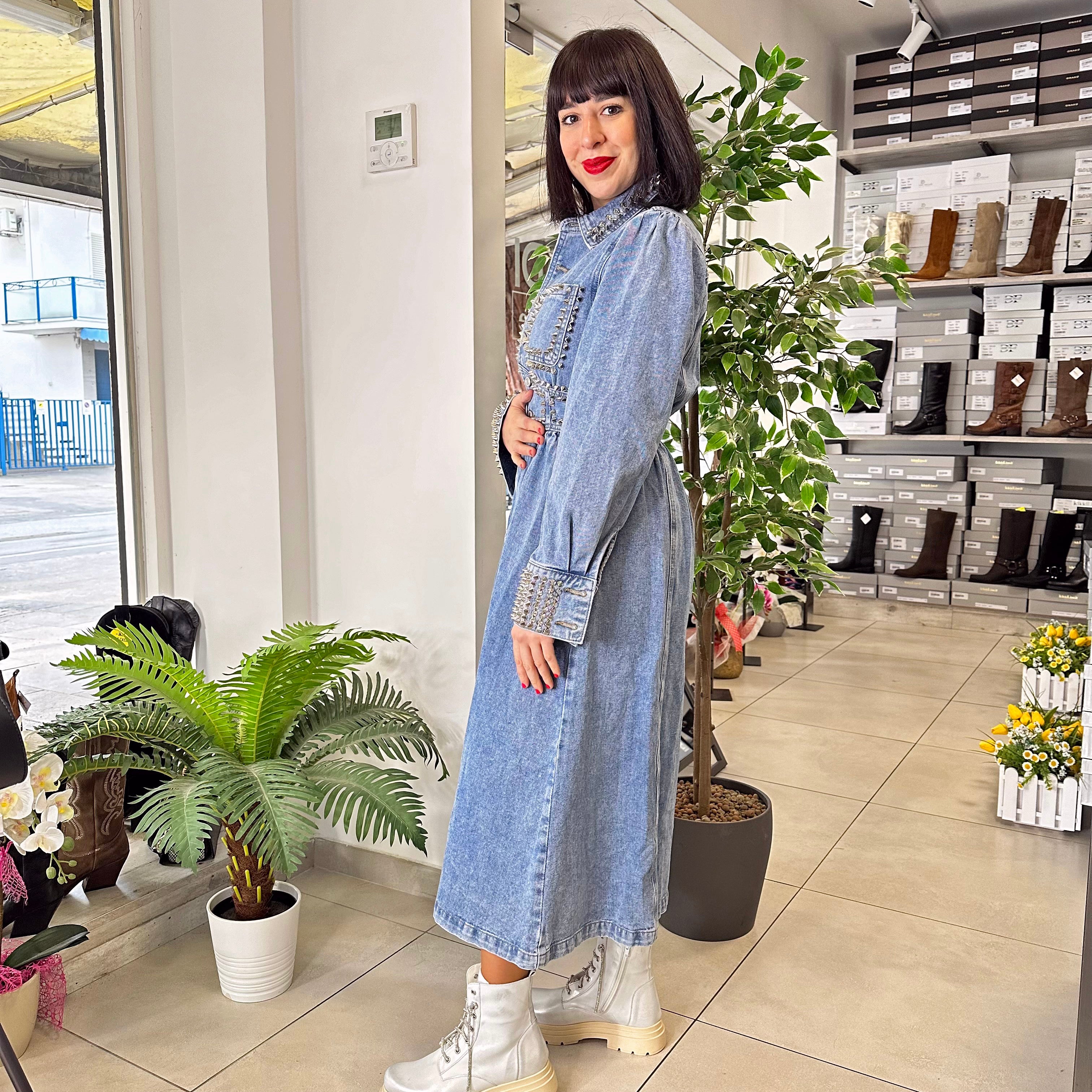 Abito in Jeans Denim Borchiato