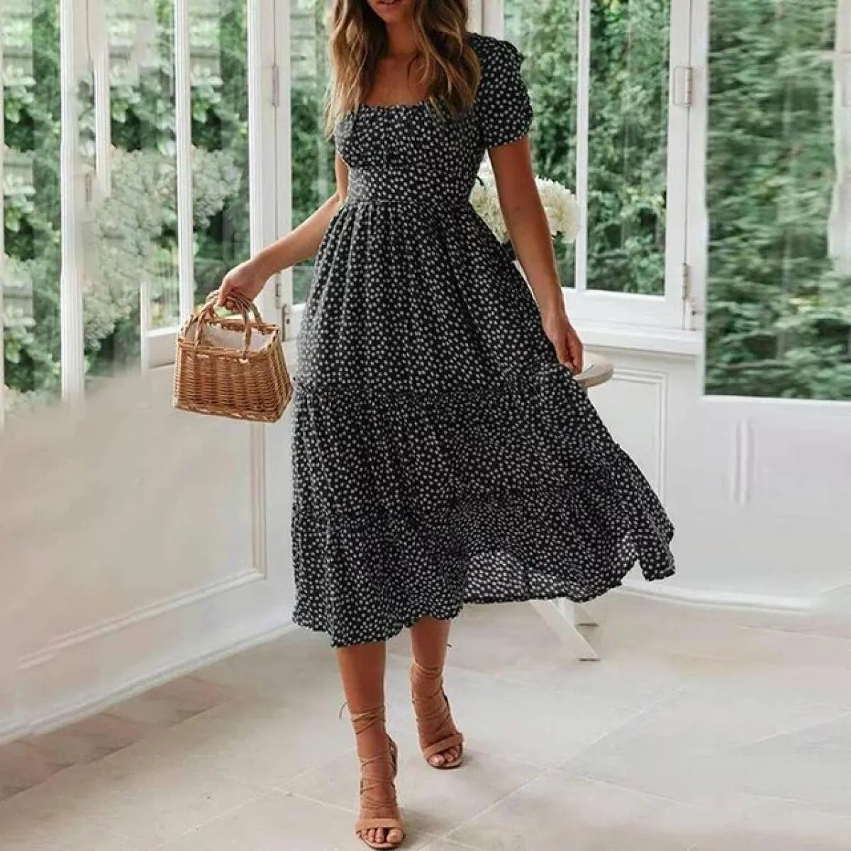 Abito lungo per le donne 2023 Summer Beach Abiti bohemien Vestido Abito casual Abbigliamento femminile  Gonna floreale Uomo e