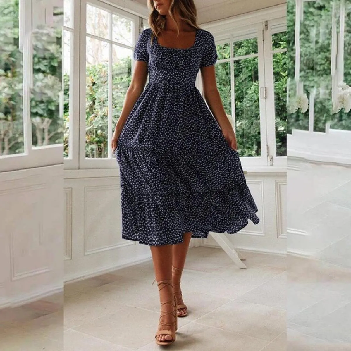 Abito lungo per le donne 2023 Summer Beach Abiti bohemien Vestido Abito casual Abbigliamento femminile  Gonna floreale Uomo e