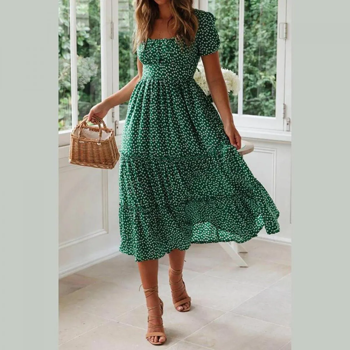 Abito lungo per le donne 2023 Summer Beach Abiti bohemien Vestido Abito casual Abbigliamento femminile  Gonna floreale Uomo e