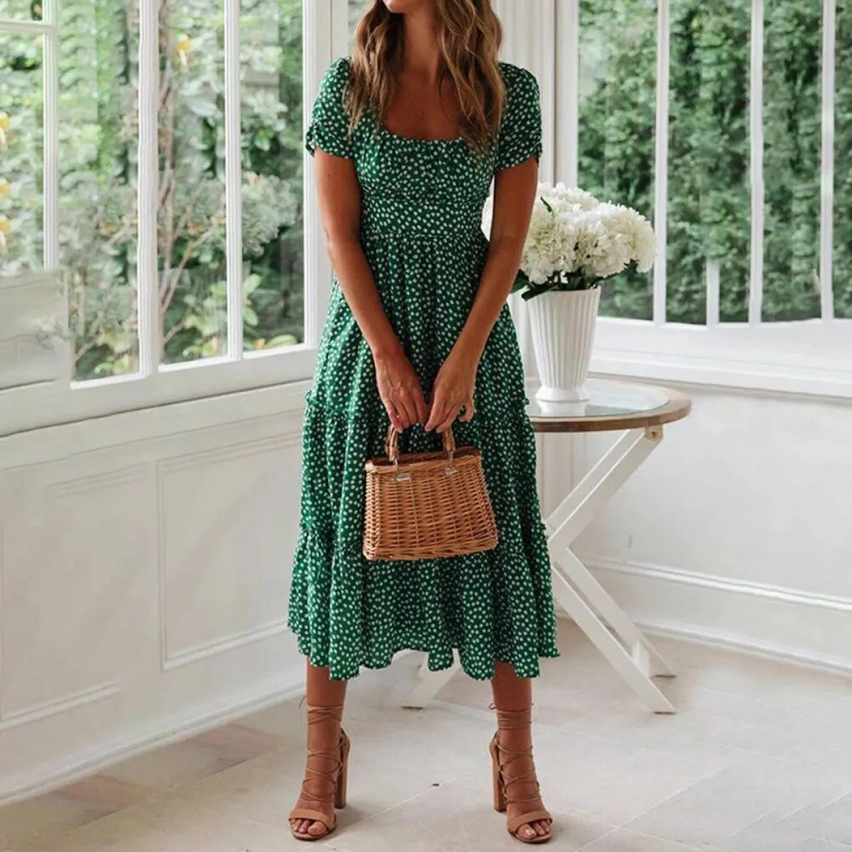 Abito lungo per le donne 2023 Summer Beach Abiti bohemien Vestido Abito casual Abbigliamento femminile  Gonna floreale Uomo e