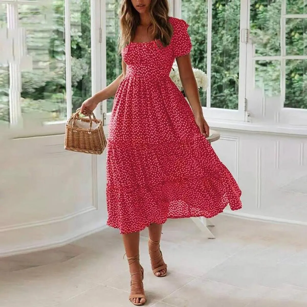 Abito lungo per le donne 2023 Summer Beach Abiti bohemien Vestido Abito casual Abbigliamento femminile  Gonna floreale Uomo e