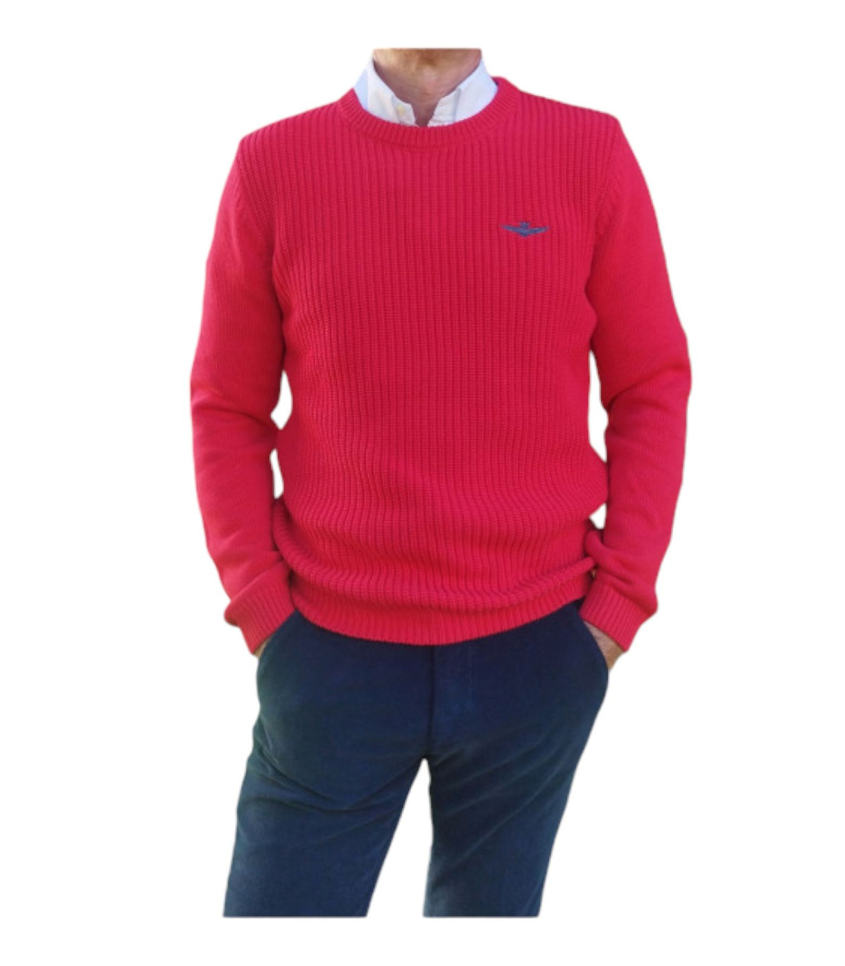 Aeronautica Militare Uomo Maglione A Girocollo A Costa Inglese