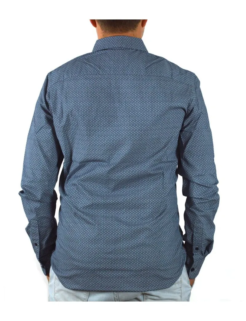 ARMANI EXCHANGE camicia uomo fantasia sportiva blu 6ZZC60
