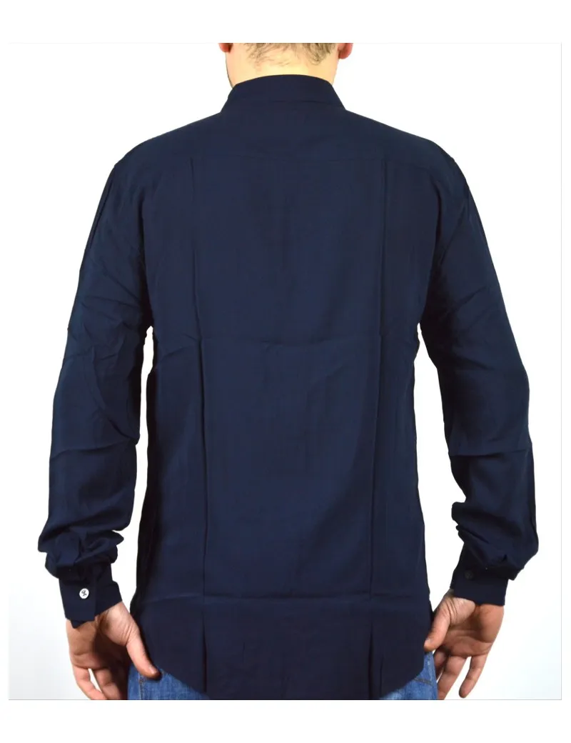 AX ARMANI EXCHANGE camicia uomo blu manica lunga viscosa 3GZC03