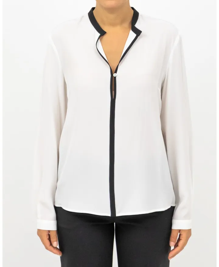 Barba Napoli - Camicia Seta Bianca/Nera Donna