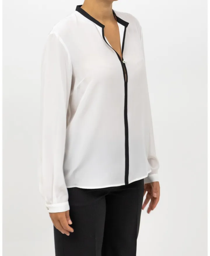 Barba Napoli - Camicia Seta Bianca/Nera Donna