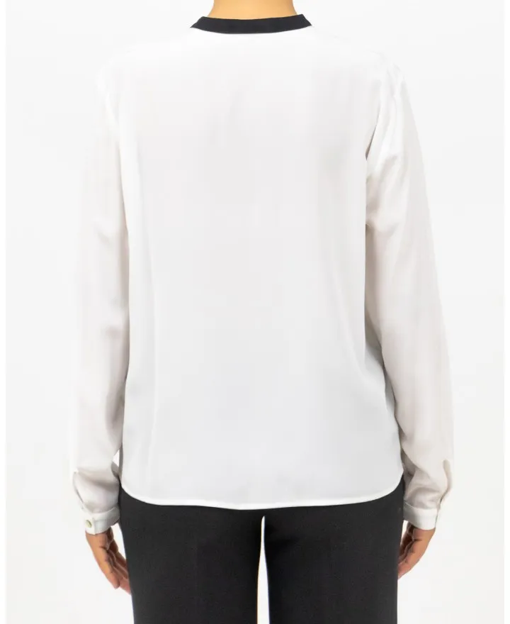 Barba Napoli - Camicia Seta Bianca/Nera Donna