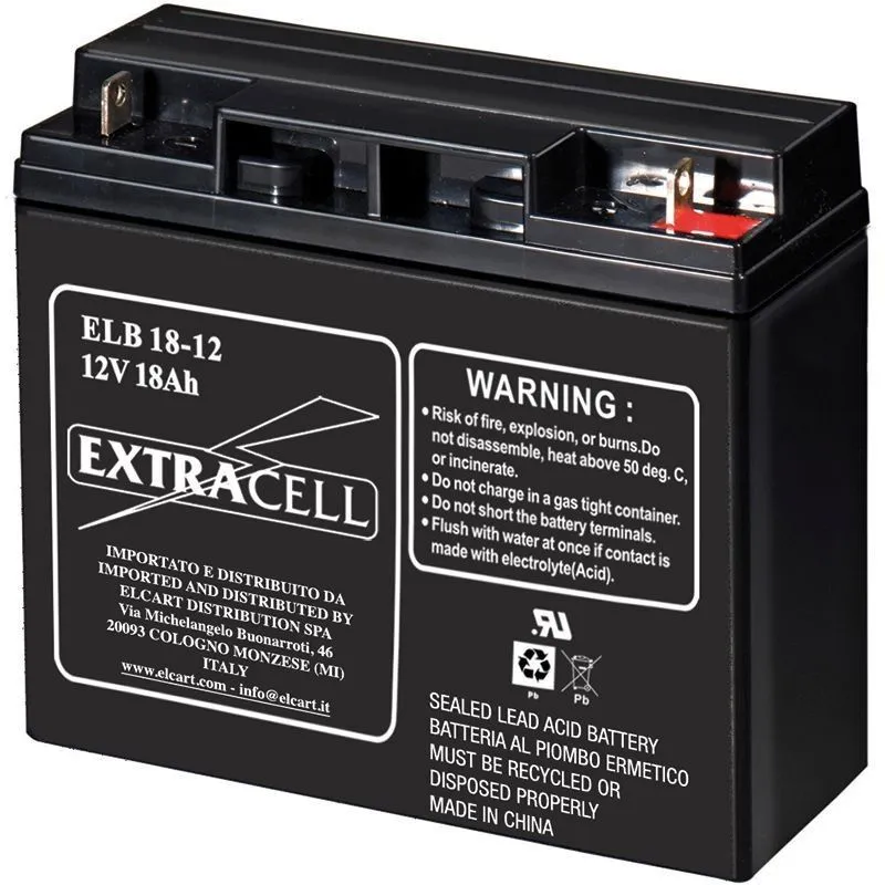 Batteria Ricaricabile Al Piombo Ermetico 12v 18Ah Elcart 300458500