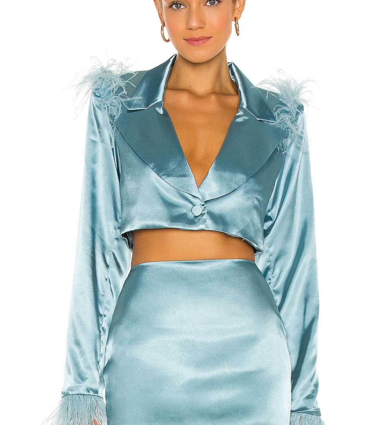 Blazer da donna Gonna Blazer da passerella Blazer con maniche in piume Abito con piume 2023 Corto