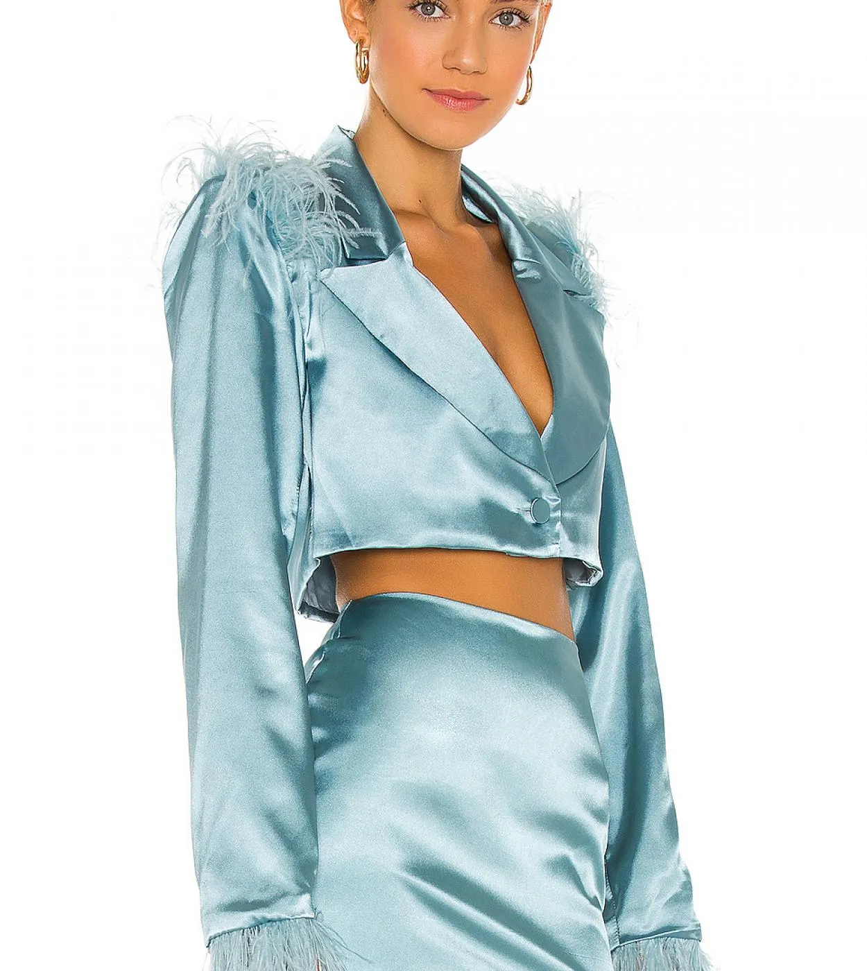 Blazer da donna Gonna Blazer da passerella Blazer con maniche in piume Abito con piume 2023 Corto