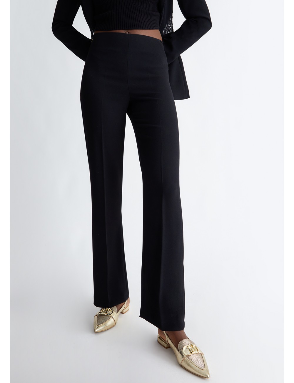 CA4125 PANTALONE ELEGANTE IN PIZZO LIU JO PANTALONI PALAZZO DONNA NERO PANTS