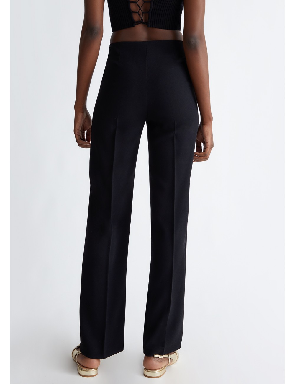 CA4125 PANTALONE ELEGANTE IN PIZZO LIU JO PANTALONI PALAZZO DONNA NERO PANTS