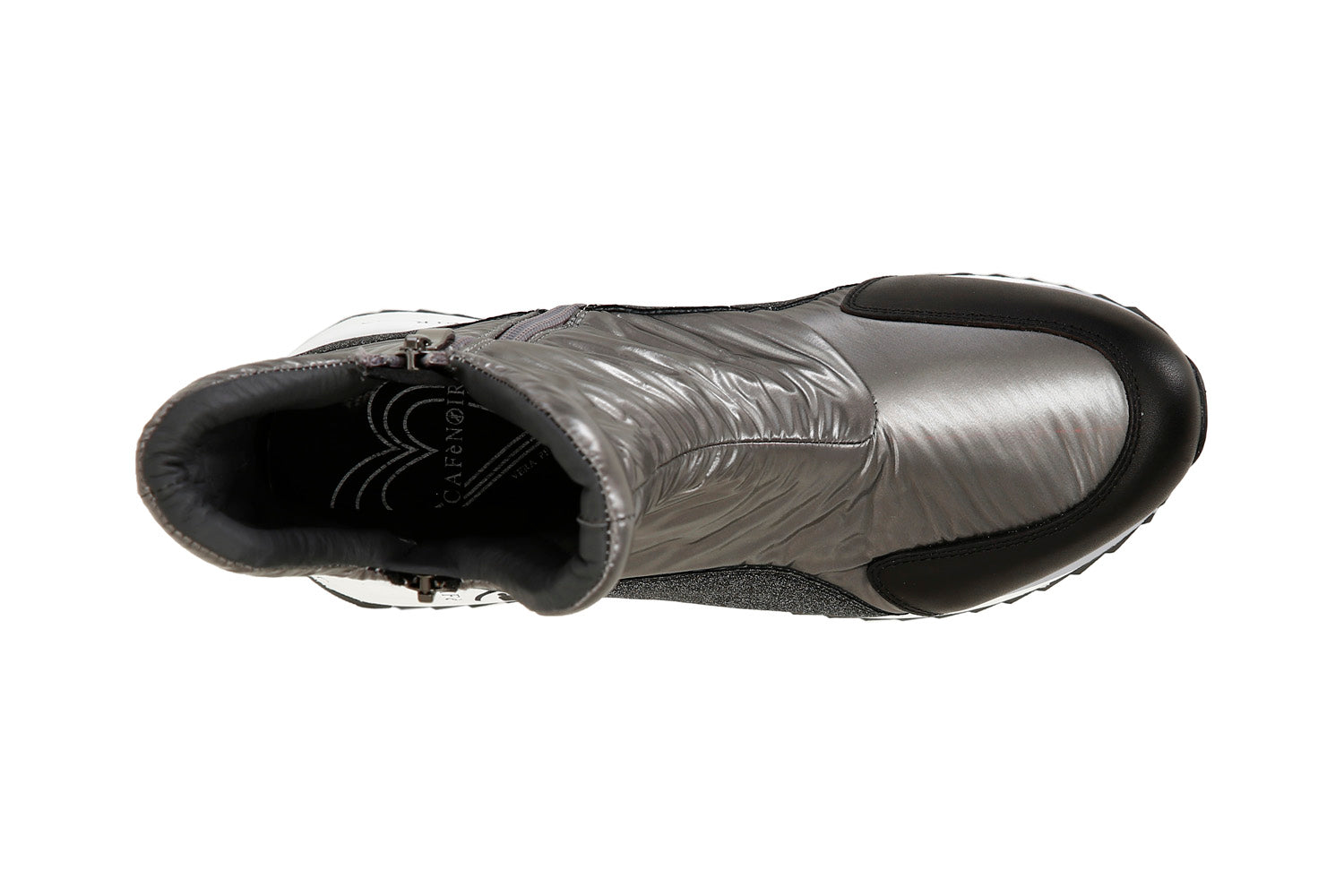 CafèNoir stivaletti zip con zeppa tomaia tessuto