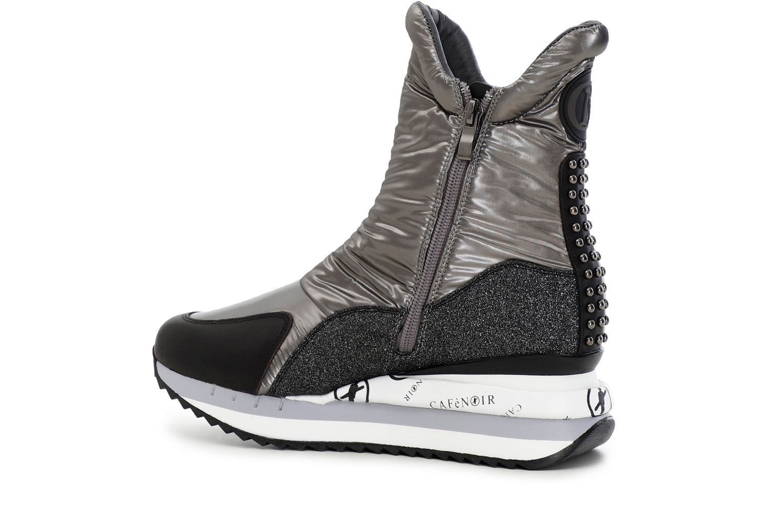 CafèNoir stivaletti zip con zeppa tomaia tessuto