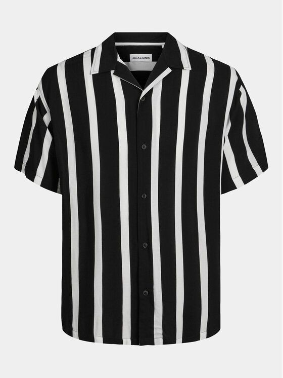 CAMICIE Uomo JACK&JONES 12249367 RESORT STRIPE BLACK