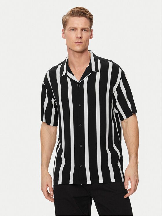 CAMICIE Uomo JACK&JONES 12249367 RESORT STRIPE BLACK