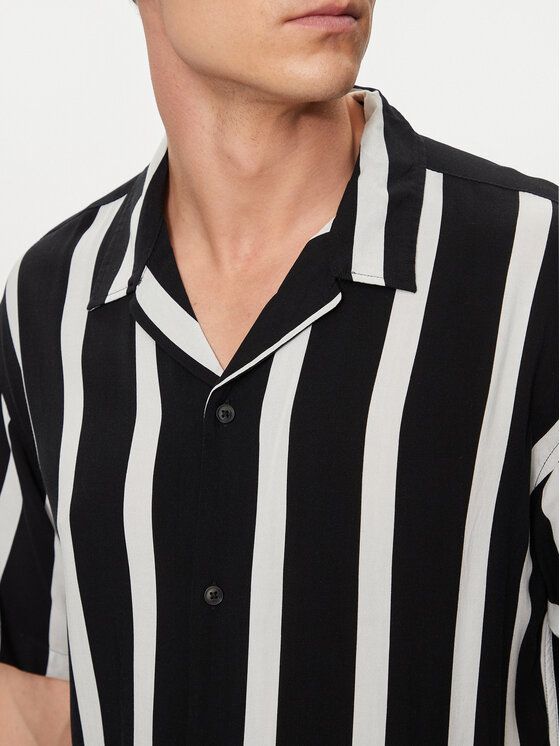 CAMICIE Uomo JACK&JONES 12249367 RESORT STRIPE BLACK
