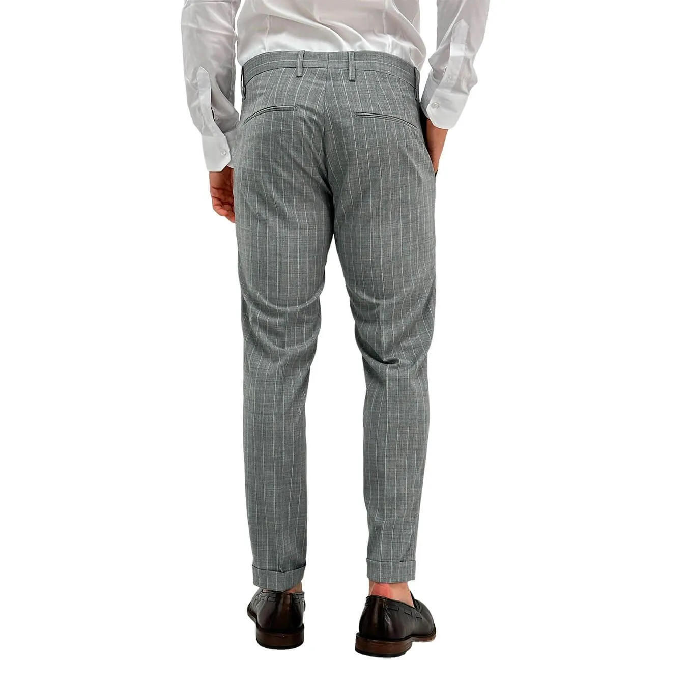 Edd Pantaloni Uomo, Modello Denimar, Gessato, Grigio