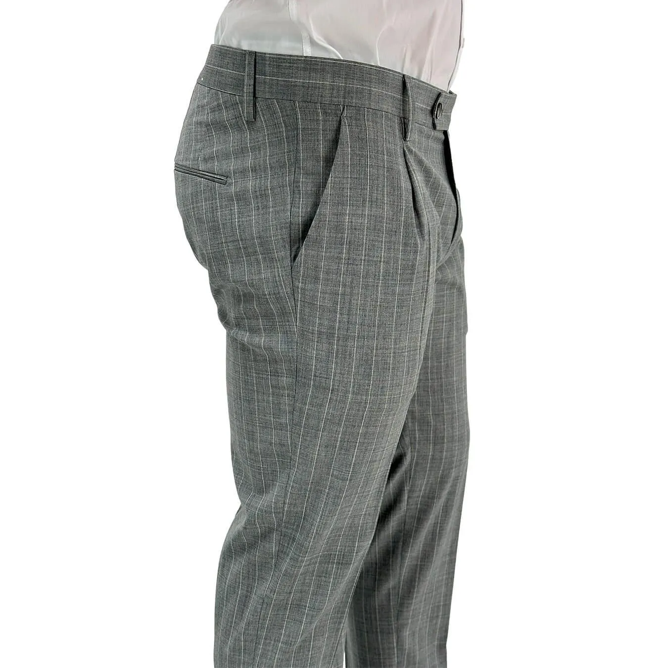 Edd Pantaloni Uomo, Modello Denimar, Gessato, Grigio