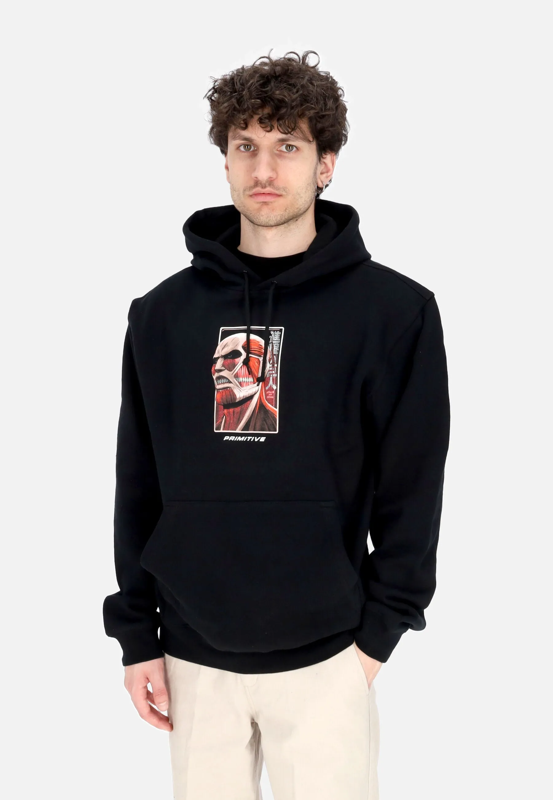 Felpa Cappuccio Uomo Colossal Dirty P Hoodie X Attack On Titan Black