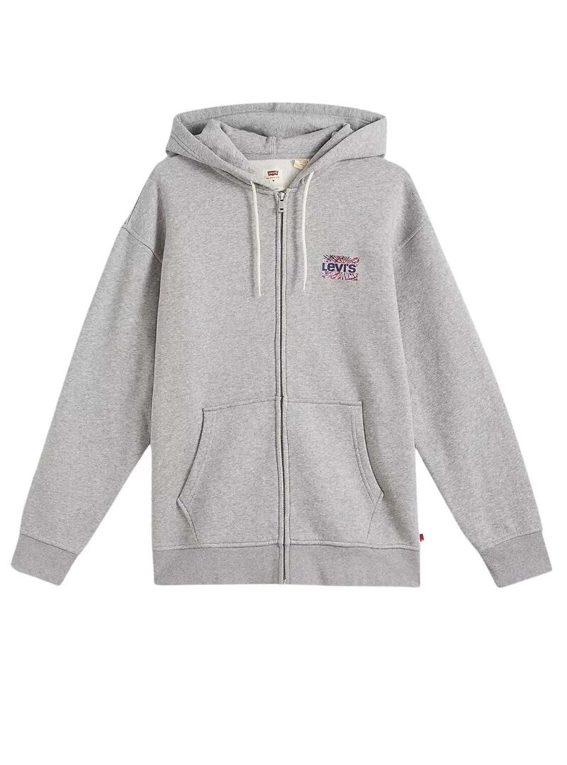 Felpa Levis Graphic Tie Dye con Cerniera Grigio per Uomo