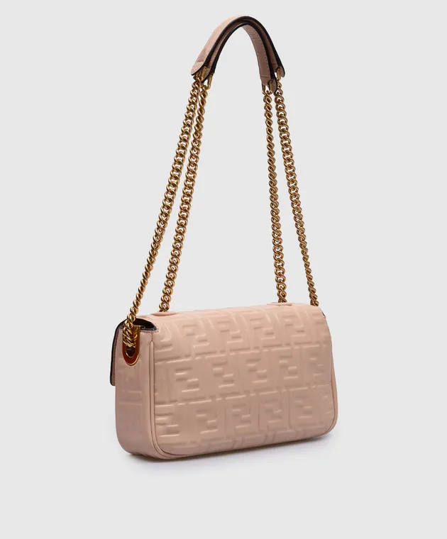 Fendi Borsa a tracolla midi con catena Baguette in pelle rosa 8BR793AH9C