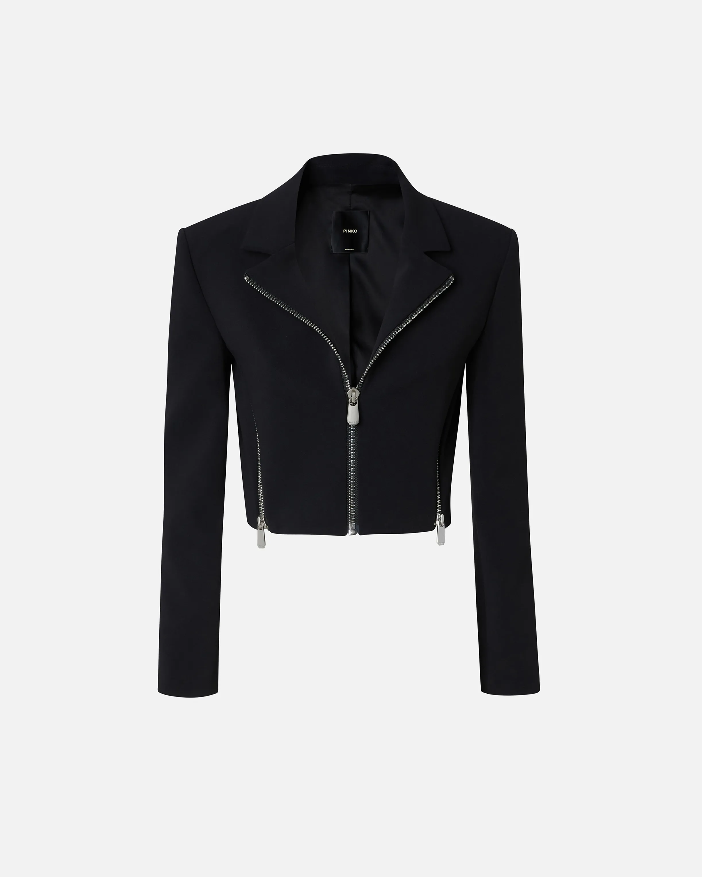  Giacca corta in tessuto crêpe con zip    