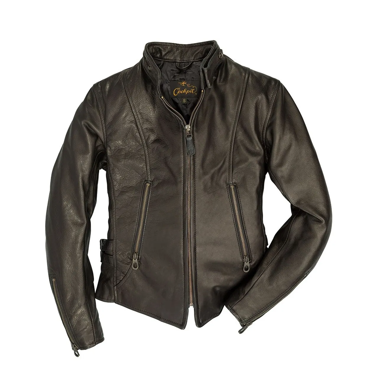 Giacca da motocross Cafe Racer da donna Cockpit USA nera prodotta negli Stati Uniti