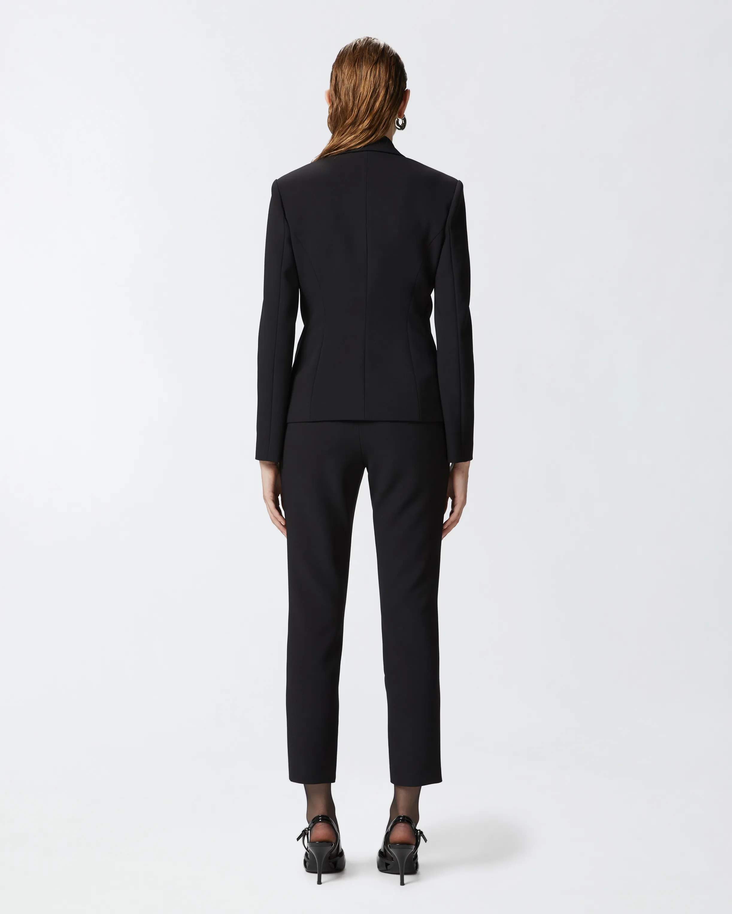  Giacca in tessuto crêpe con zip metalliche    