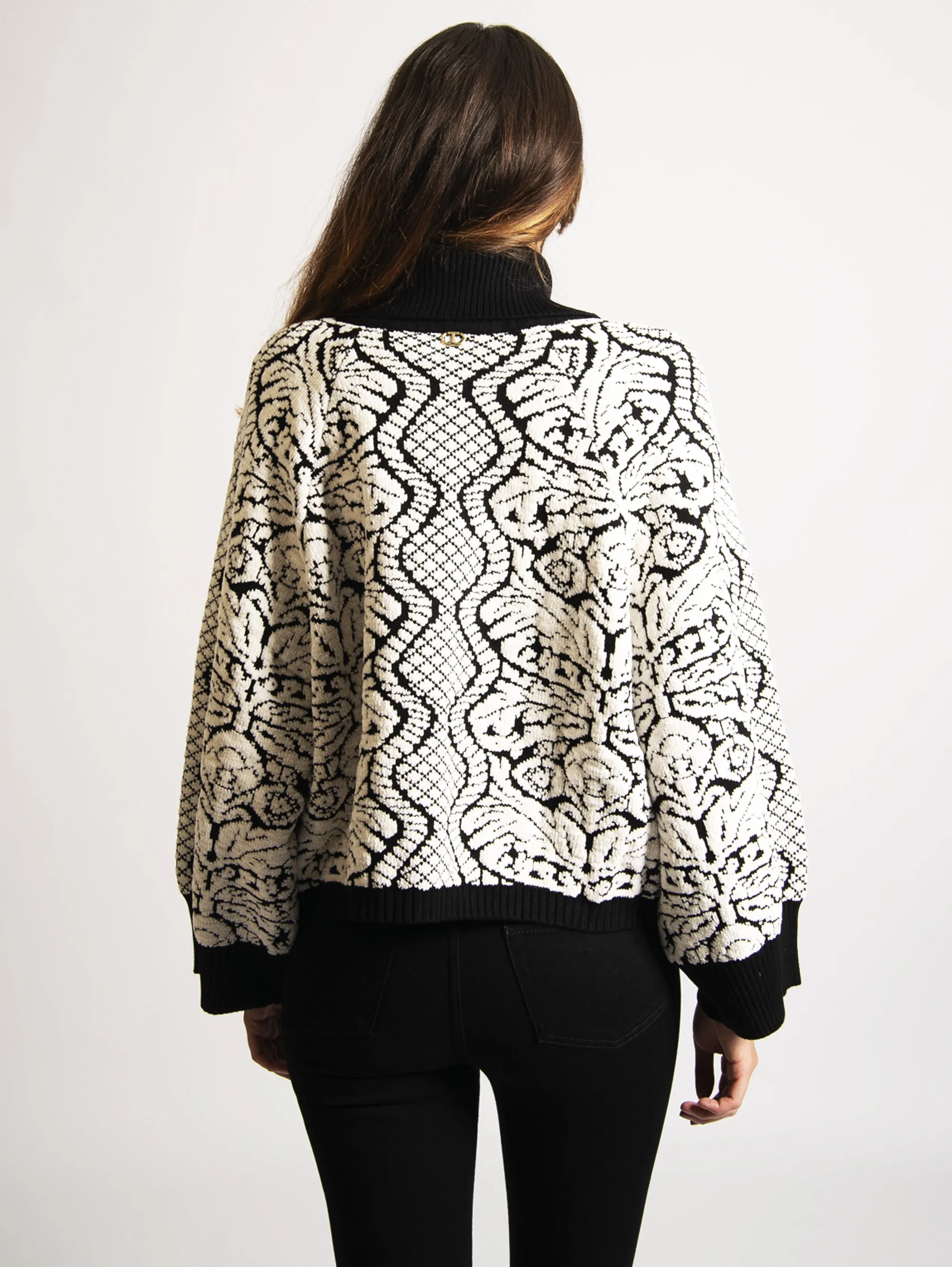 Giacca Jacquard Nero/Neve