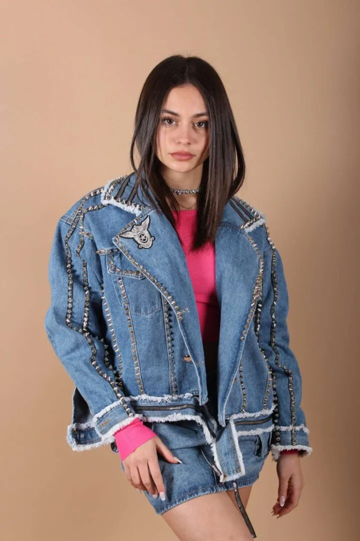 Giacca jeans borchie
