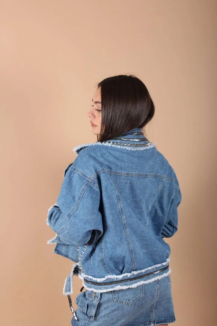 Giacca jeans borchie