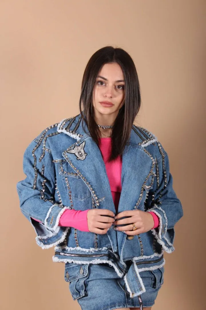Giacca jeans borchie