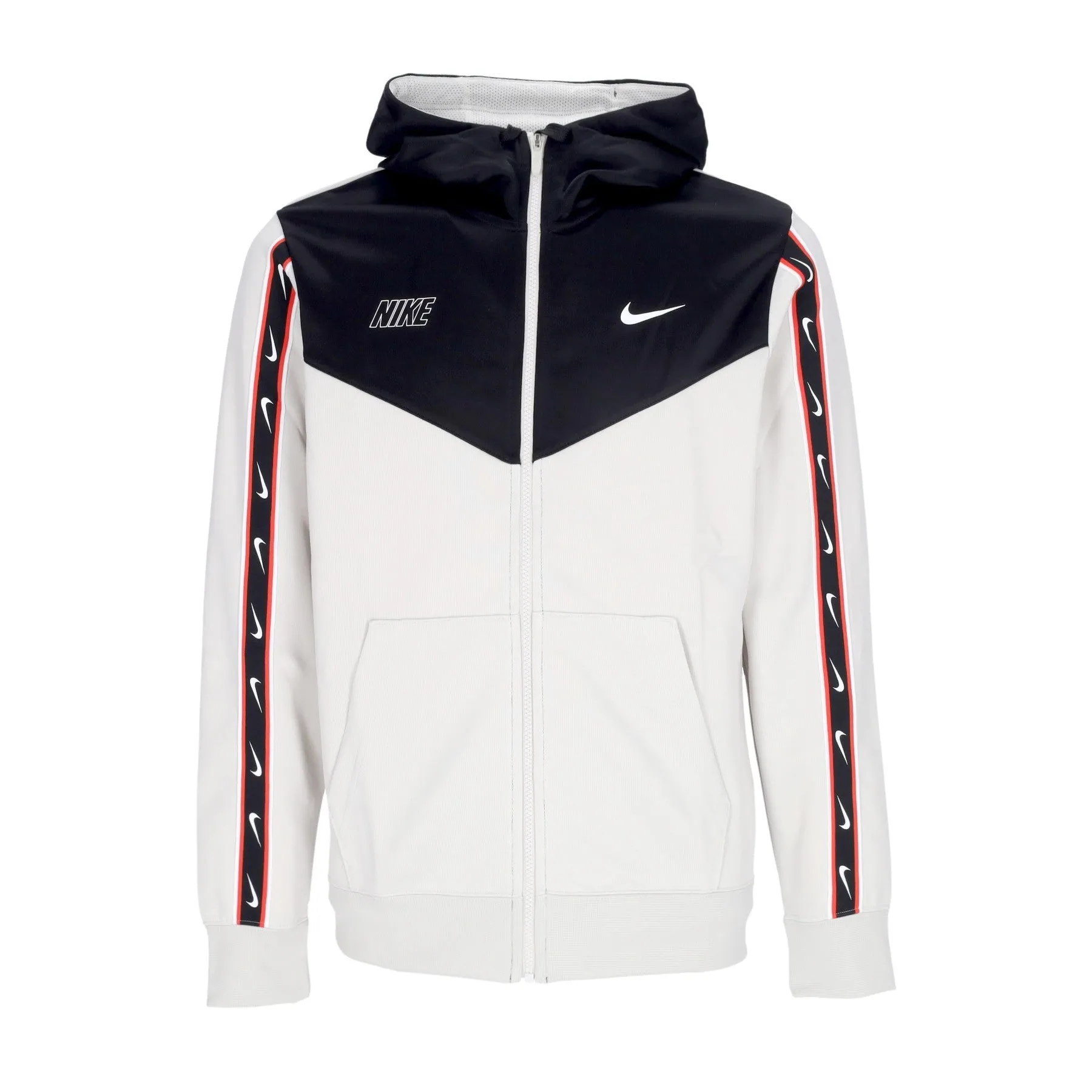 Giacca Tuta Cappuccio Uomo Sportswear Repeat Sw Pk Full-zip Hoodie Light Bone/black/white