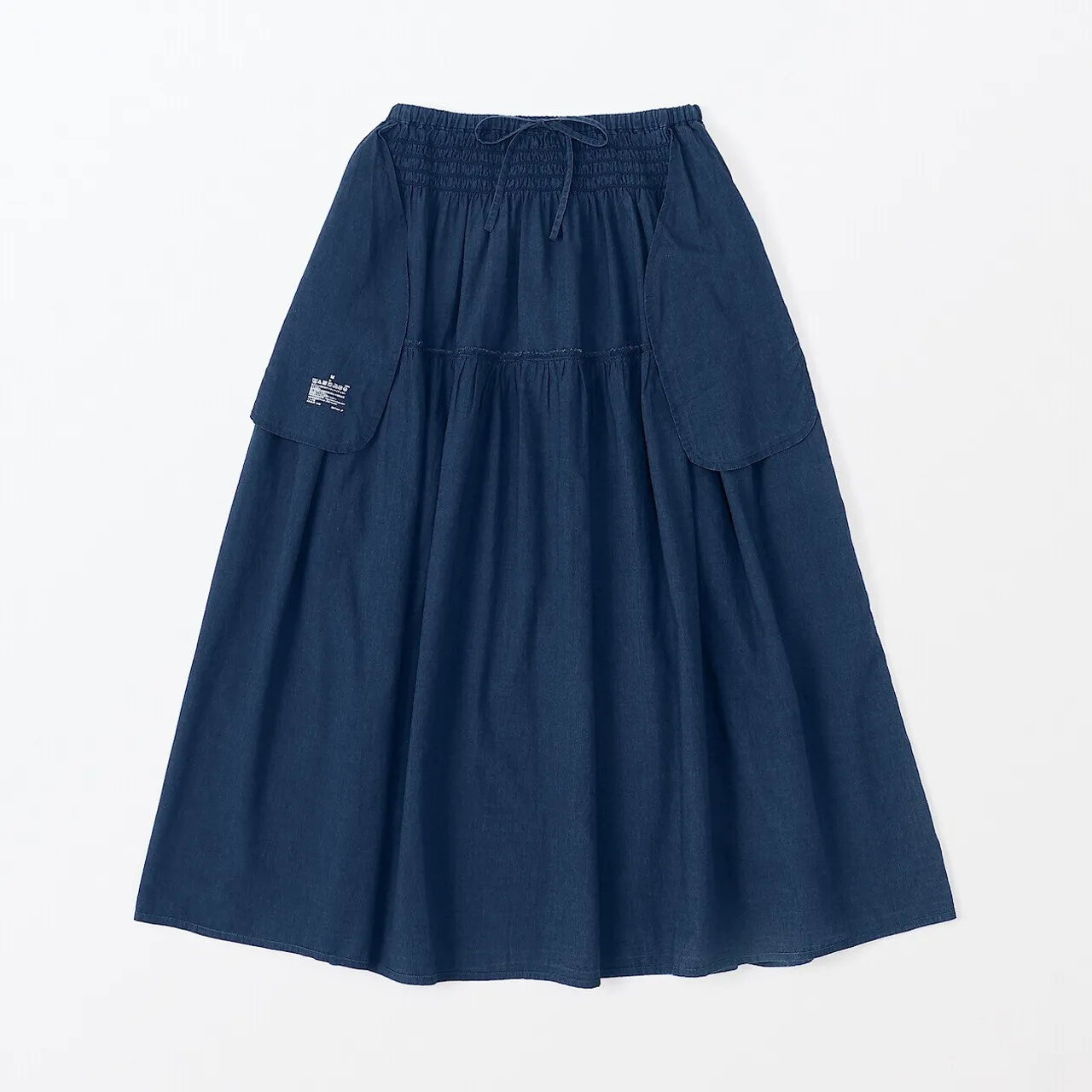Gonna Arricciata in Voile di Cotone Indigo da Donna