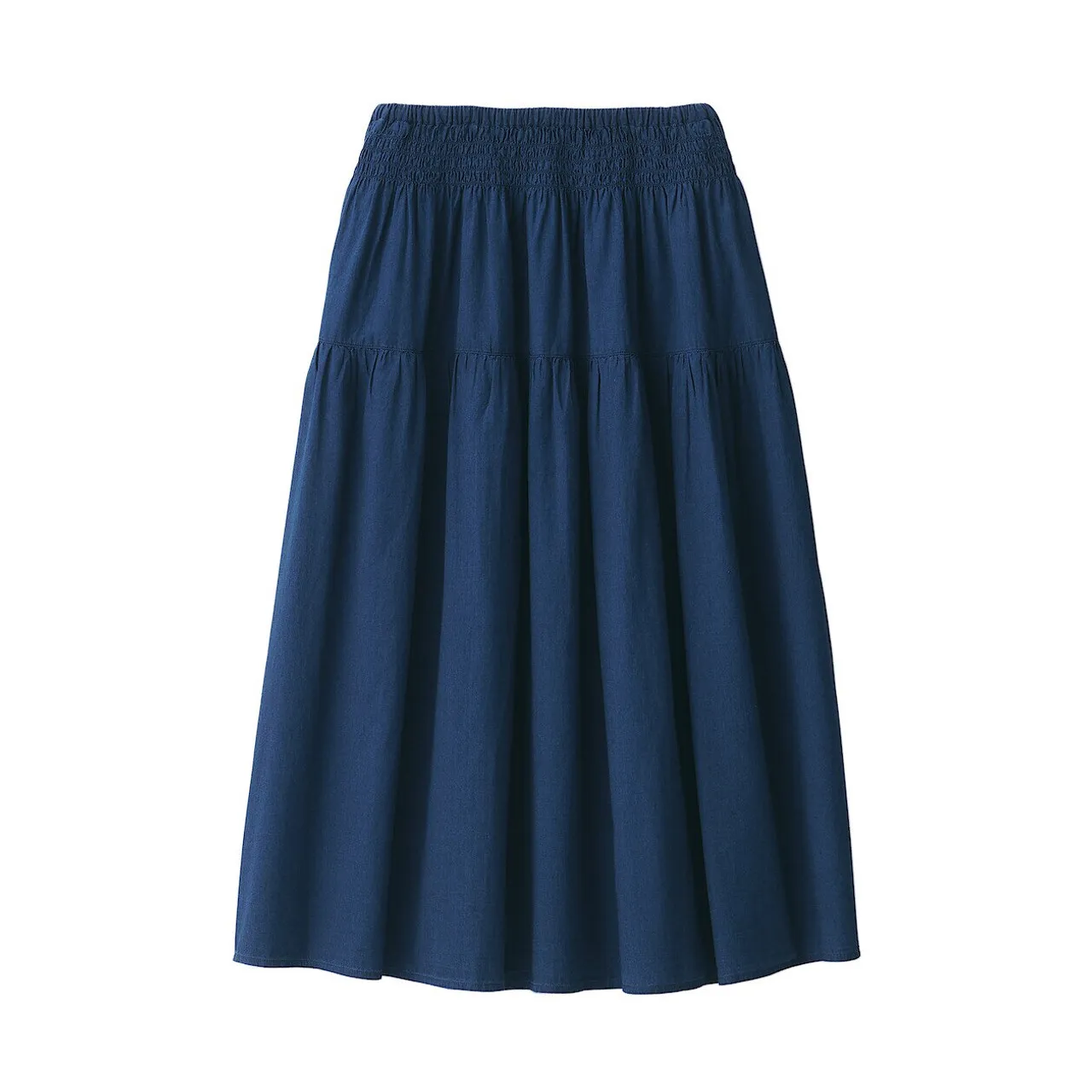 Gonna Arricciata in Voile di Cotone Indigo da Donna
