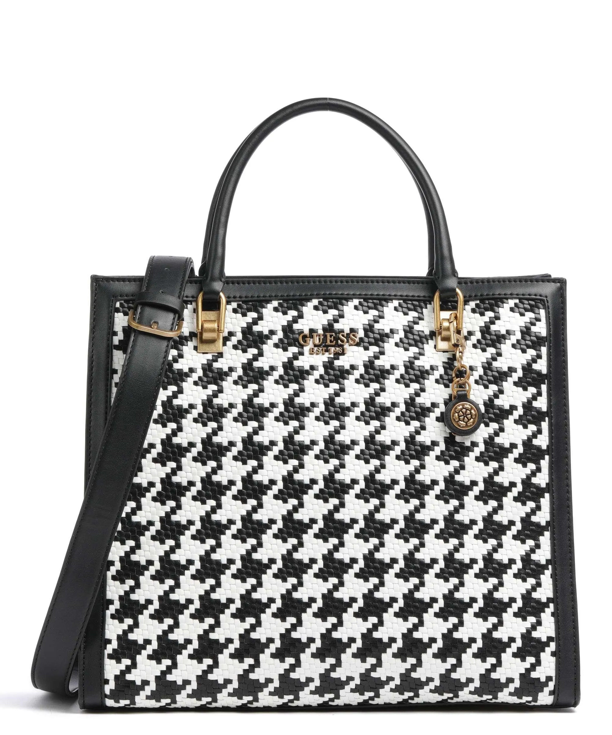  Guess Abey Borsa a mano pelle sintetica nero/bianco  