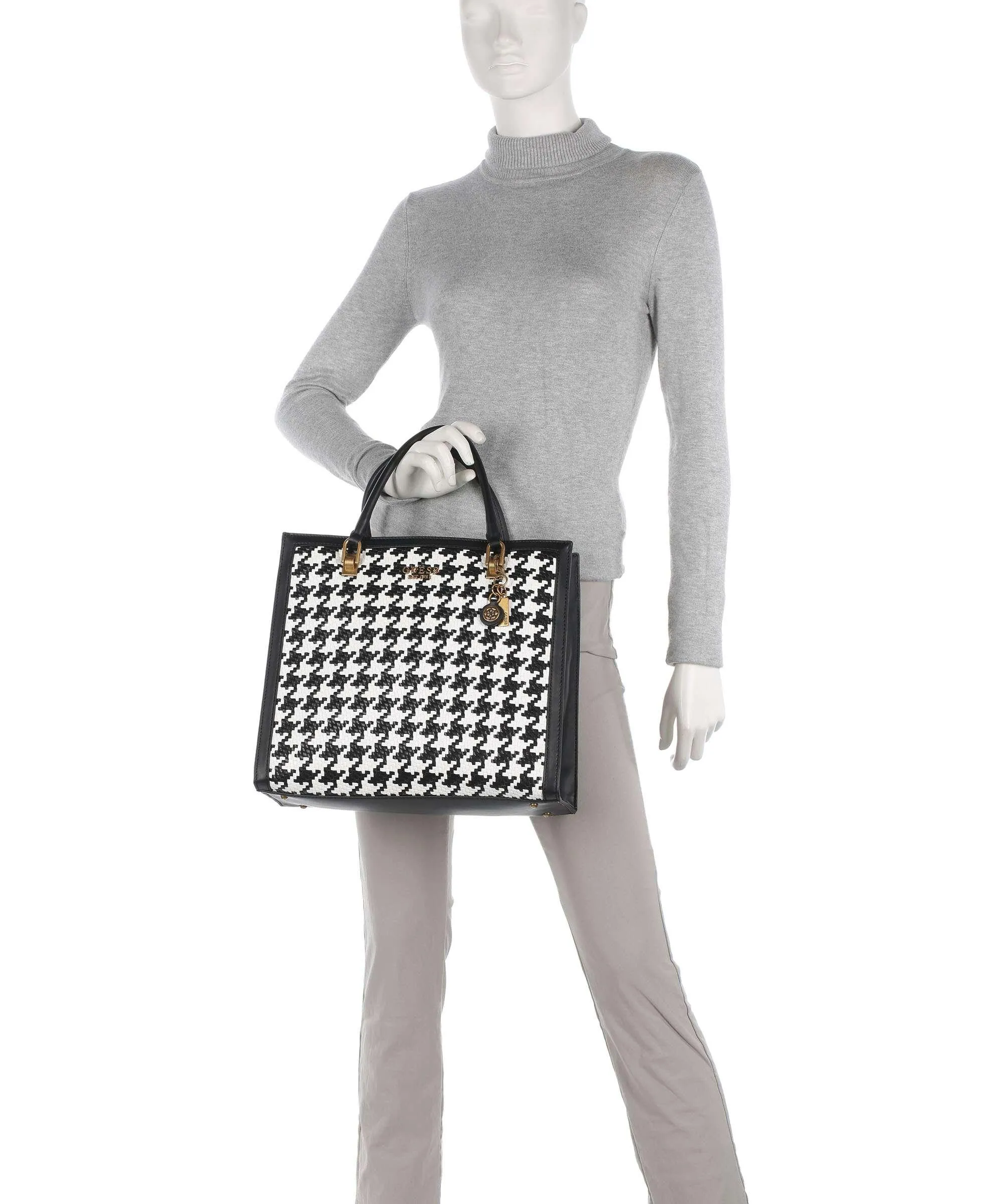  Guess Abey Borsa a mano pelle sintetica nero/bianco  