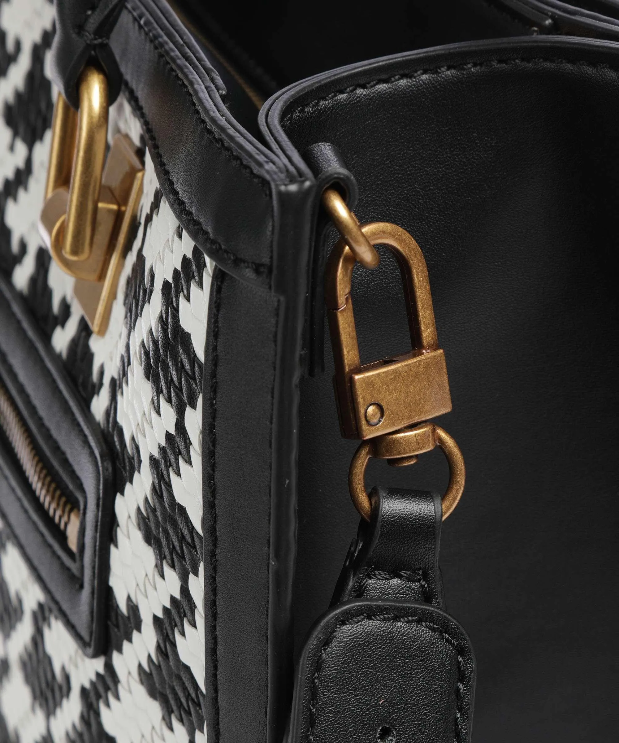  Guess Abey Borsa a mano pelle sintetica nero/bianco  