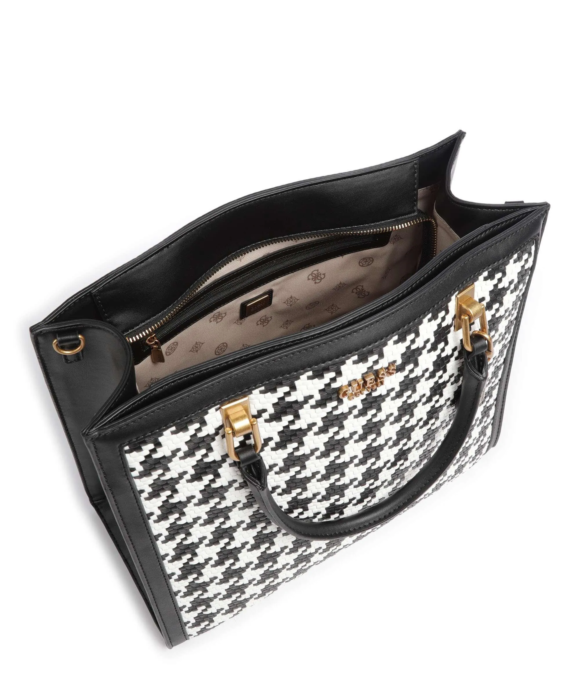  Guess Abey Borsa a mano pelle sintetica nero/bianco  