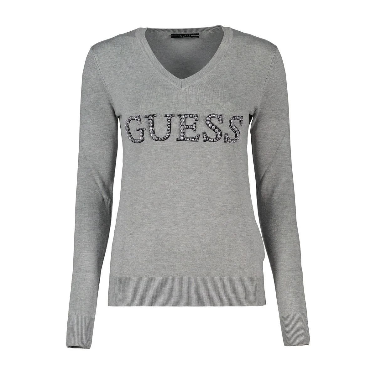      GUESS MAGLIONE SCOLLO V LOGO STRASS ANNE DONNA  