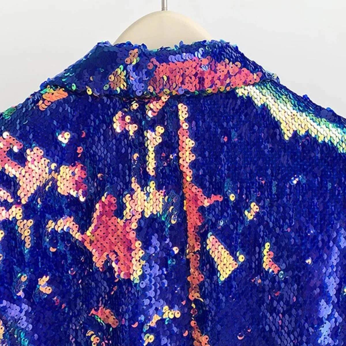 High Street Newest 2023 Fashion Designer Jacket Giacca da donna lunga casual in velluto multicolore con paillettes che cambia co