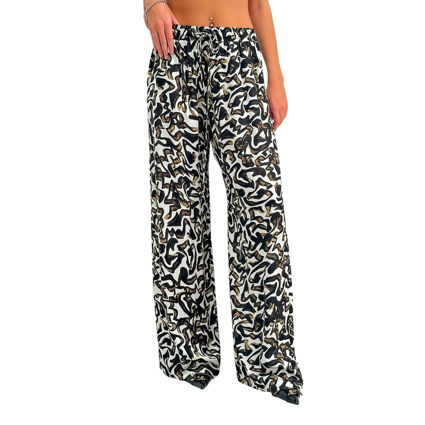 Imperial Pantaloni Donna, Lungo, Fondo Largo, Maculato, Multicolore