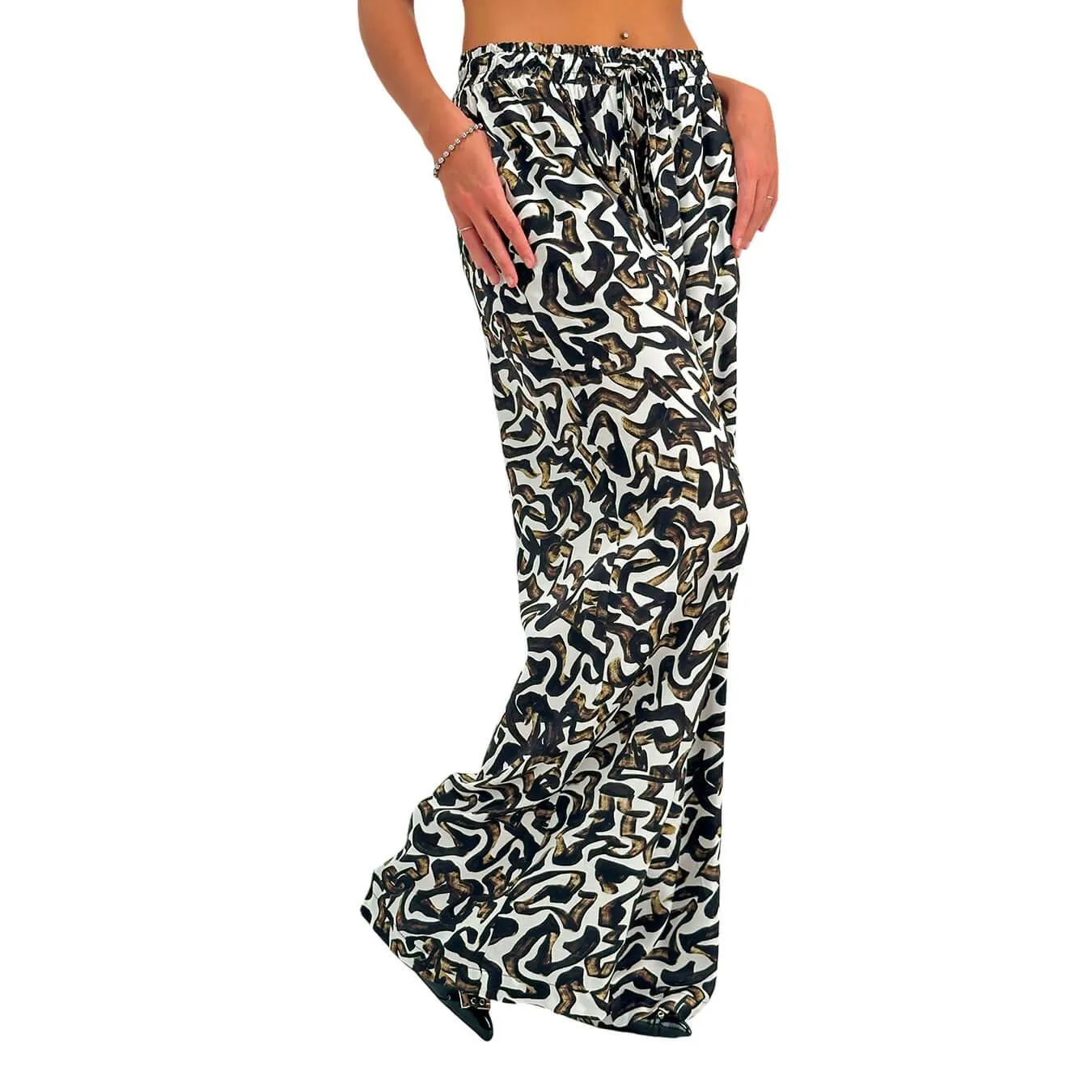 Imperial Pantaloni Donna, Lungo, Fondo Largo, Maculato, Multicolore